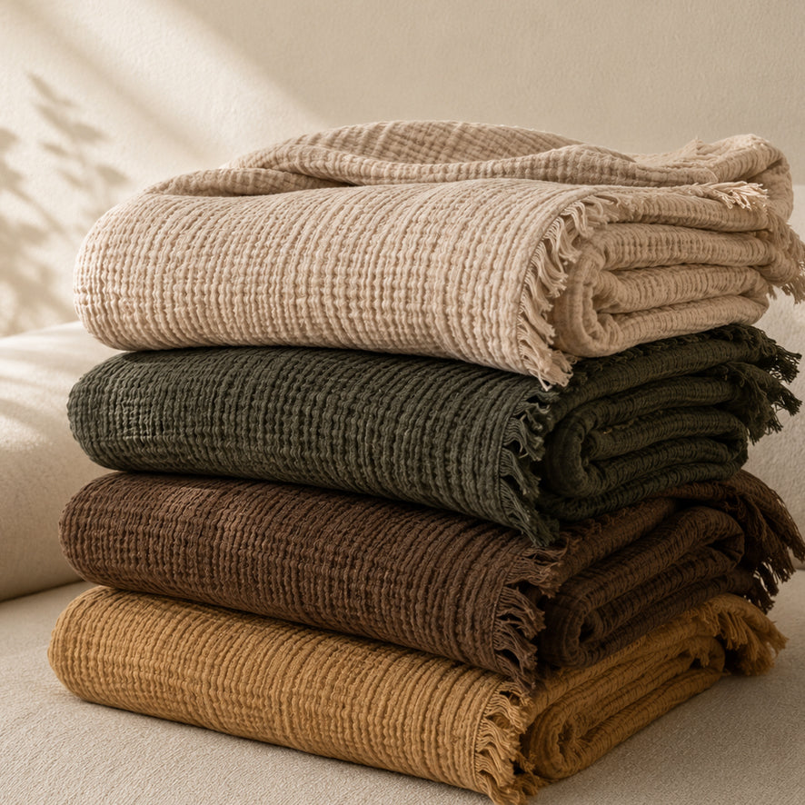 Washed Cotton Gauze Throw