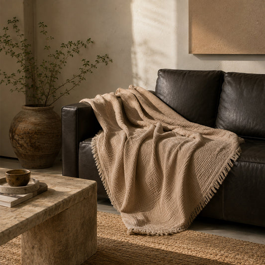 Washed Cotton Gauze Throw